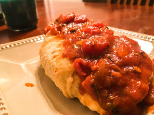 Calzone with tomato sauce