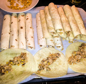 Rolled chicken taquitos