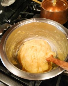 Churro dough forming a ball