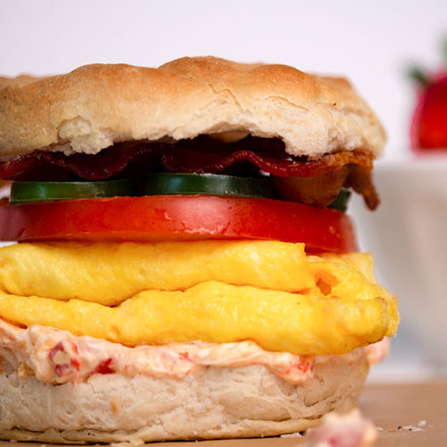 Sausage and Egg Breakfast Sandwich with Pimento Cheese