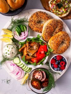 bagel bar with smoked salmon